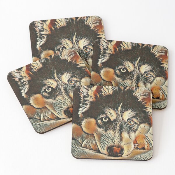 Artikelvorschau, Aquarell Husky. Buntes Husky-Kunstdesign. Husky-Illustrationen entworfen und verkauft von Doggymadness.