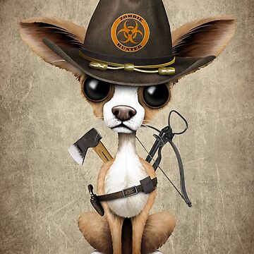 Chiot de Chihuahua mignon Chasseur de zombie Poster