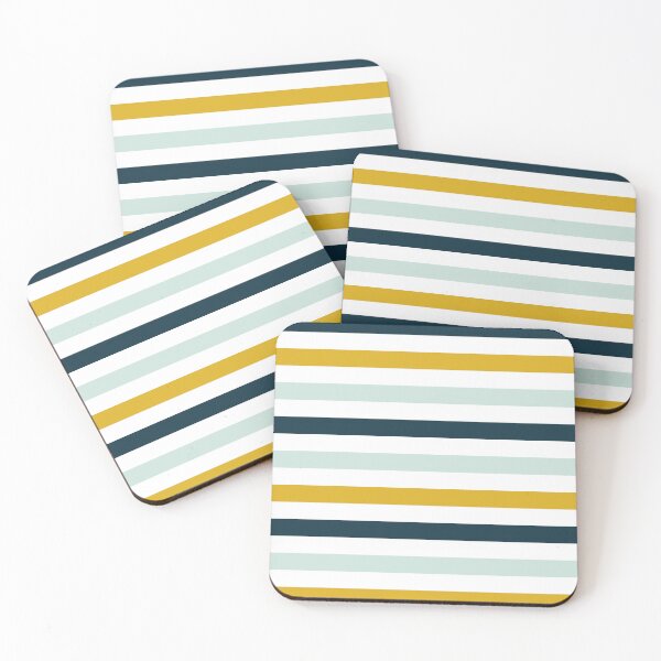 Item preview, Broad Stripes in Light and Dark Mustard Yellow, Grey, White, and Navy Blue designed and sold by Ouizza.