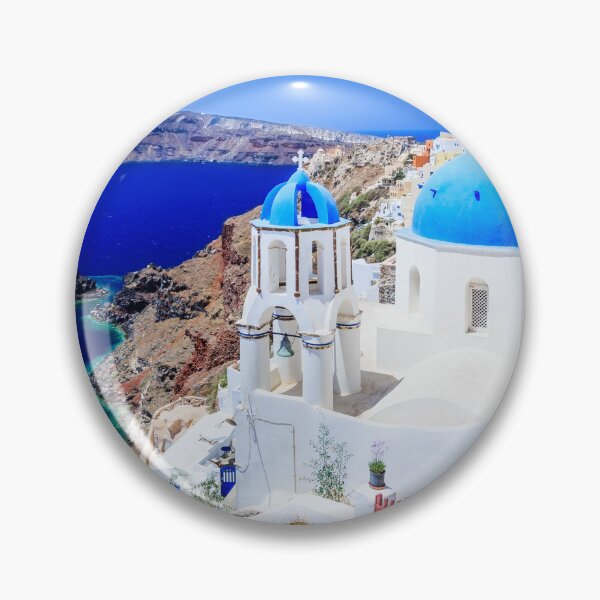 Item preview, Santorini Greece White Buildings Blue Roof Blue Ocean designed and sold by RyansOpenDoor.