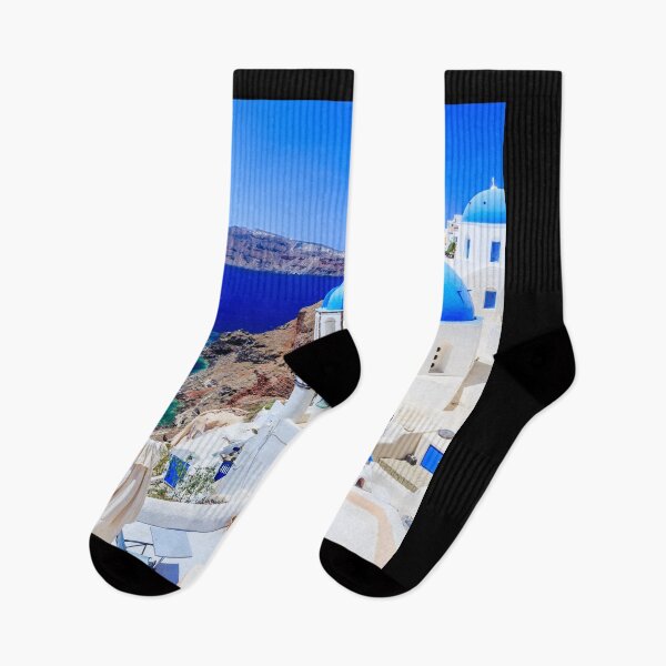 Item preview, Santorini Greece White Buildings Blue Roof Blue Ocean designed and sold by RyansOpenDoor.
