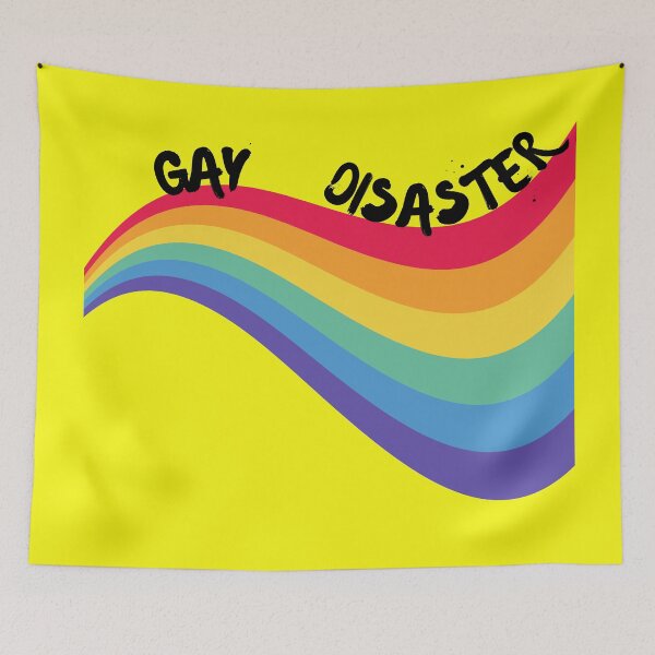 Item preview, Gay Disaster Curved Rainbow For Pride Month In Yellow designed and sold by LuckyKermit.