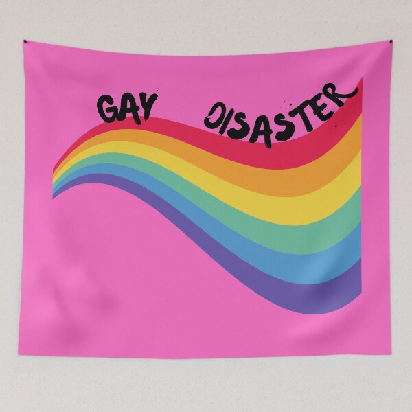 Item preview, Gay Disaster Curved Rainbow For Pride Month In Pink designed and sold by LuckyKermit.