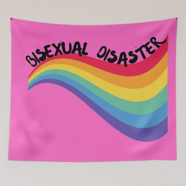 Item preview, Bisexual Disaster Curved Rainbow For Pride Month In Pink designed and sold by LuckyKermit.