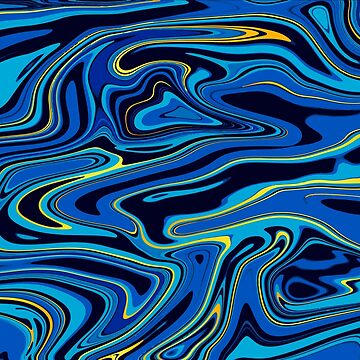 Artwork thumbnail, Marble Blue Pattern With Golden Gradient by PotluckPrints