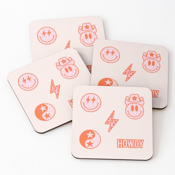 Item preview, Preppy Aesthetic Pack | Smiley Face with Leopard Texture Zebra Yin Yang Bolt Smile Howdy Cowboy Hat | Pastel Pink Red Orange White Background designed and sold by PEARROT.