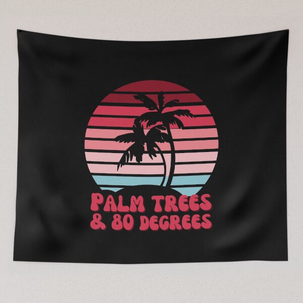 Item preview, PALM TREES & 80 DEGREES - Vintage Tropical Sunset - BEACH LOVE - Sunset Chaser designed and sold by Sun Sand & Sea Art.