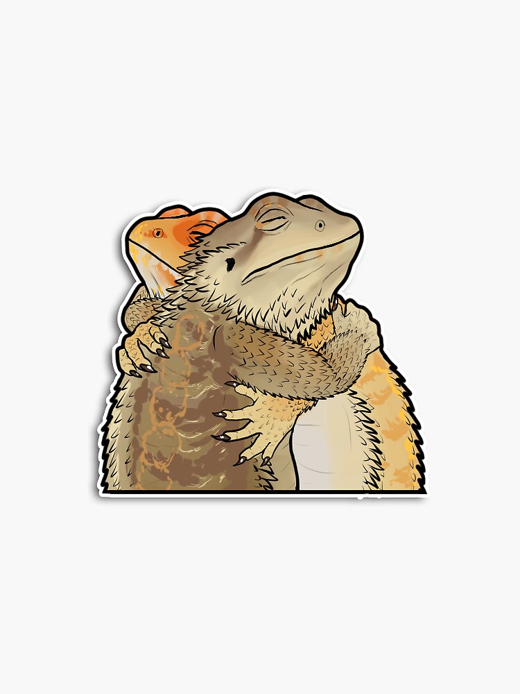 Thumbnail 3 of 3, Sticker, Hugging Bearded Dragons designed and sold by Taterbunny.