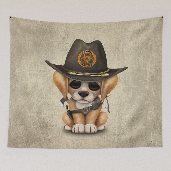 Item preview, Cute Golden Retriever Puppy Zombie Hunter designed and sold by JeffBartels.