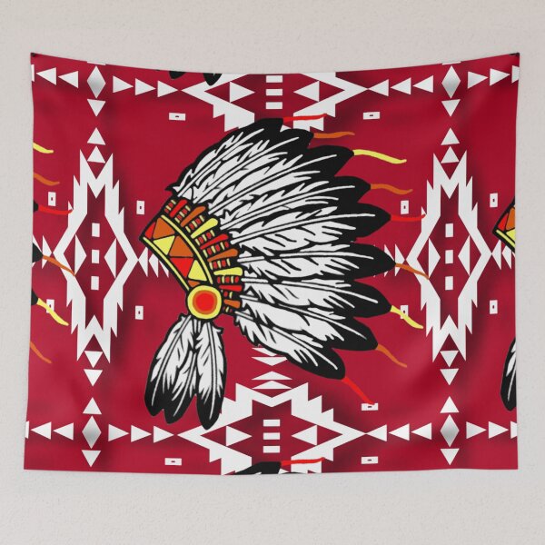 Item preview, Red / White Native Headdress Print designed and sold by JMWCD.