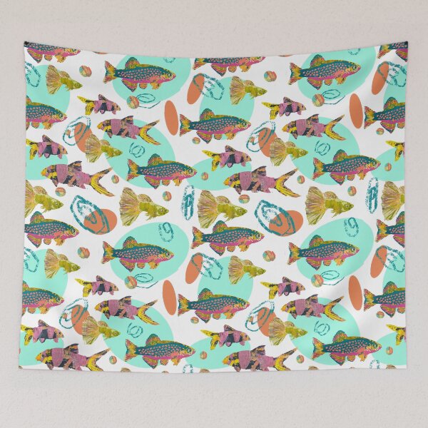 Item preview, Fun Quirky Tropical fish 80’s pattern  designed and sold by ginaisarty.