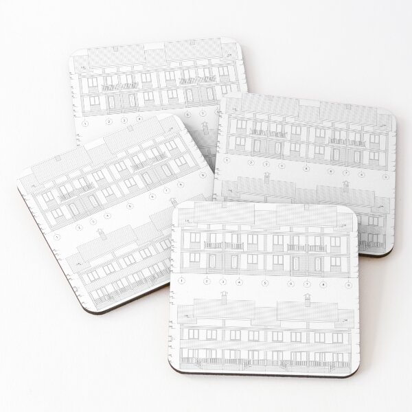 Item preview, Townhouse building detailed architectural technical drawing, vector blueprint designed and sold by Familyshmot.