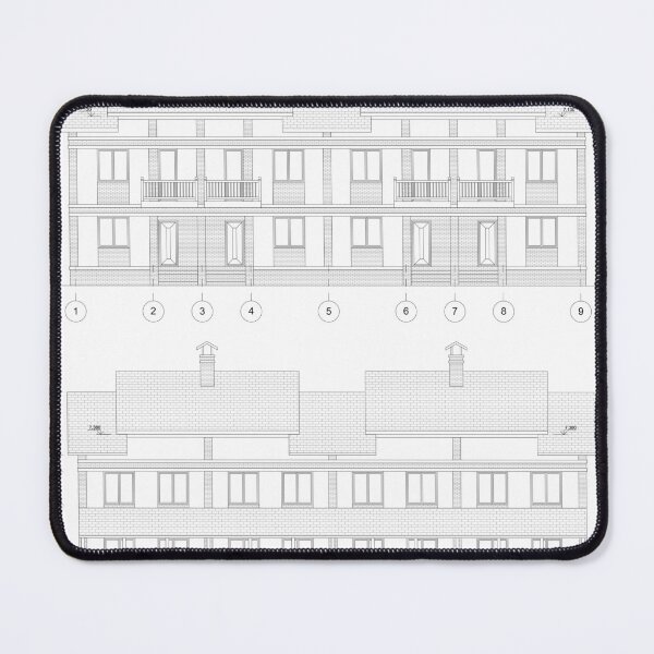 Item preview, Townhouse building detailed architectural technical drawing, vector blueprint designed and sold by Familyshmot.