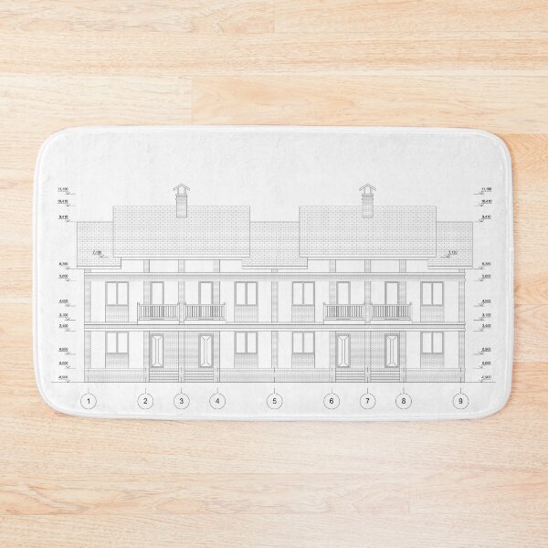 Item preview, Townhouse building detailed architectural technical drawing, vector blueprint designed and sold by Familyshmot.