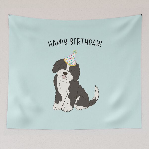 Item preview, Sheepadoodle Sheeppoo Doodle Dog Happy Birthday designed and sold by thepawster.
