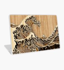 The Great Hokusai Wave in Bamboo Inlay Style Laptop Skin