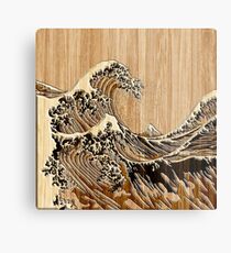 Die große Hokusai-Welle im Bambus-Inlay-Stil Metallbild