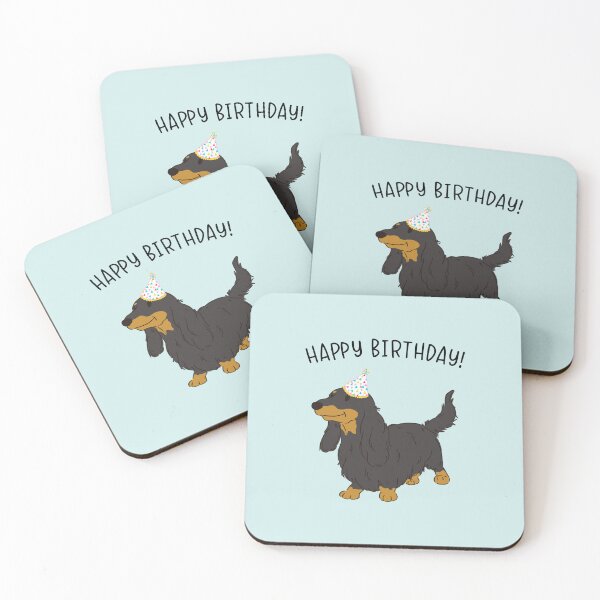 Item preview, Long Haired Black and Tan Dachshund Doxie Weenie Wiener Dog Happy Birthday designed and sold by thepawster.
