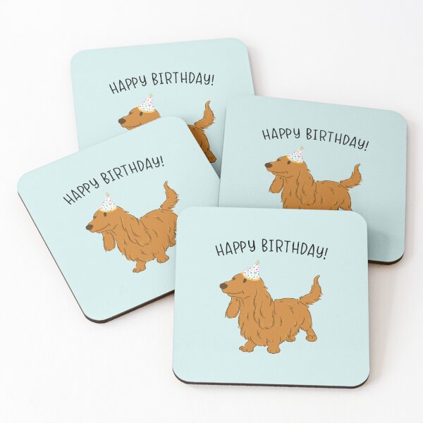 Item preview, Long Haired Red Dachshund Doxie Weenie Wiener Dog Happy Birthday designed and sold by thepawster.