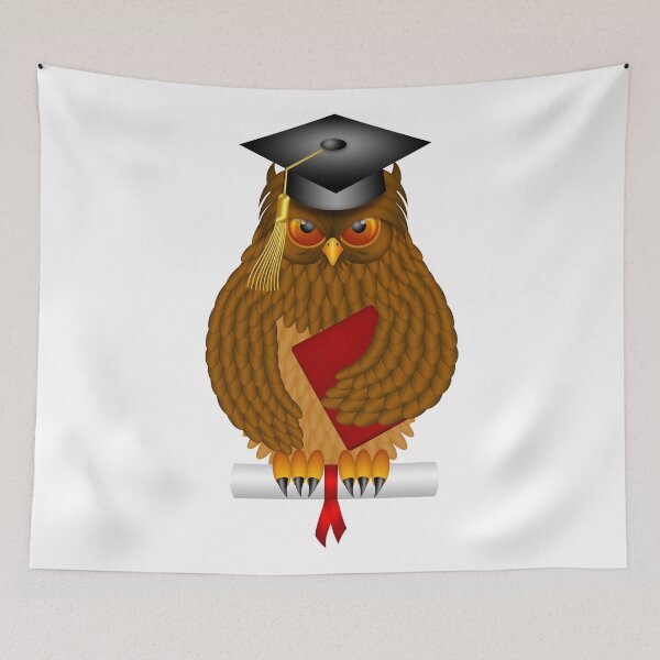 Item preview, Wise Old Owl with Graduation Cap and Diploma Illustration designed and sold by jpldesigns.