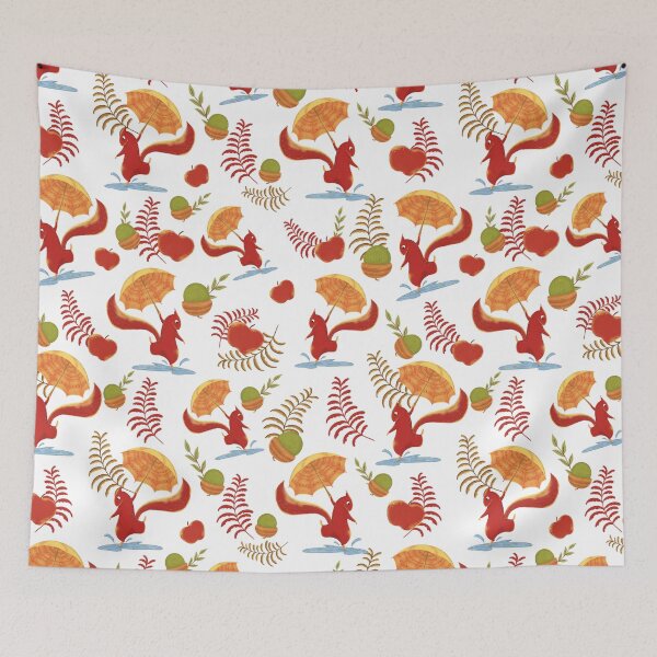 Item preview, Cute Squirrel Pattern Cute Fall Pattern Cute Autumn Fall Pattern Apple Acorn Umbrella Seamless Pattern Colorful Thanksgiving designed and sold by Stephen Scharf.