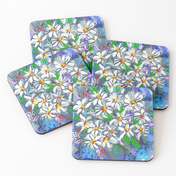 Item preview, Abstract acrylique white Daisies designed and sold by Layla Art.