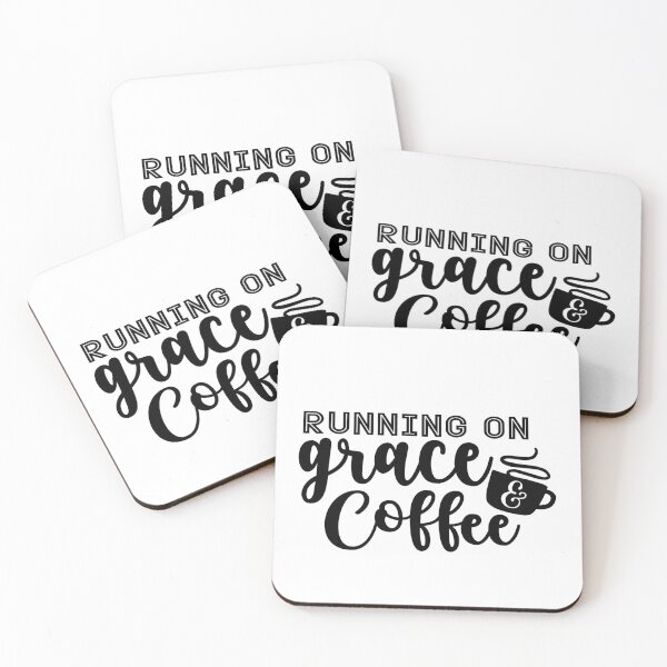 Item preview, Running On Grace And Coffee - Funny Coffee Lovers Quotes Vintage designed and sold by Cupsofdreams.