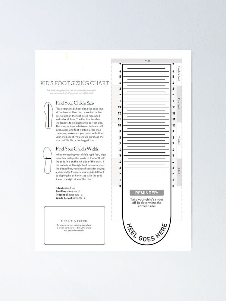 "Kids Foot Sizing Chart" Poster for Sale by VisualSimple | Redbubble