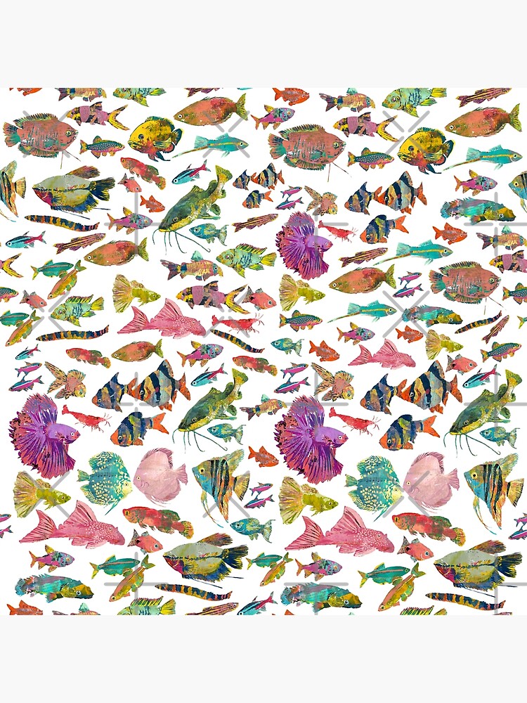 Tropical Freshwater Fish Pattern and Sticker Pack Poster for Sale