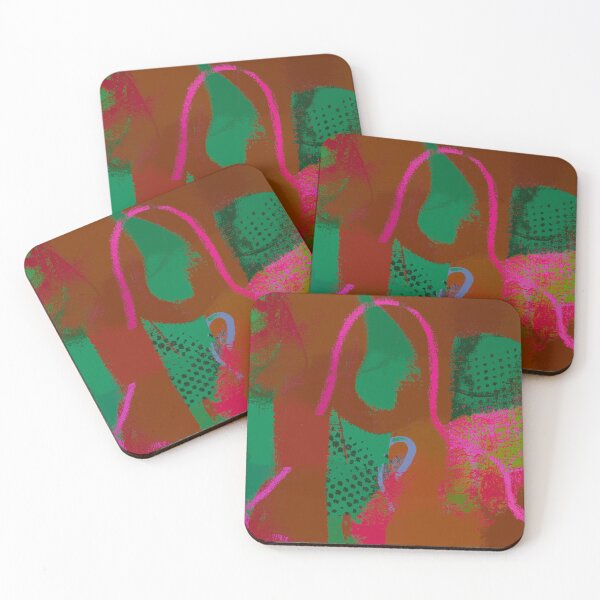 Item preview, Hot Pink Curve With Green and Tan designed and sold by KeksWorkroom.
