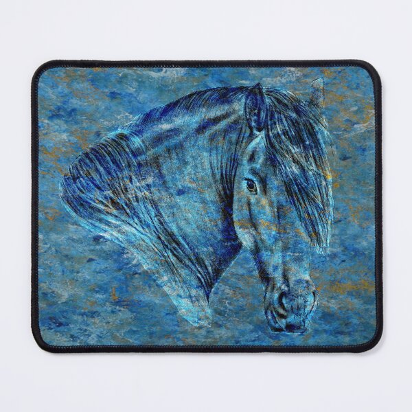 Item preview, Portrait of a Friesian - marbled blue-gold background version designed and sold by SylvieG18.
