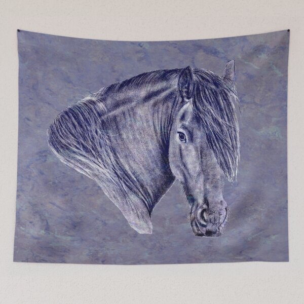 Item preview, Portrait of a Friesian - purple mottled background version designed and sold by SylvieG18.