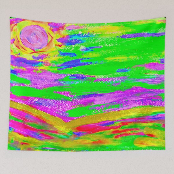 Item preview, Tropical Sunset, Psychedelic Art, with Green and Purple designed and sold by HBBArtShop.