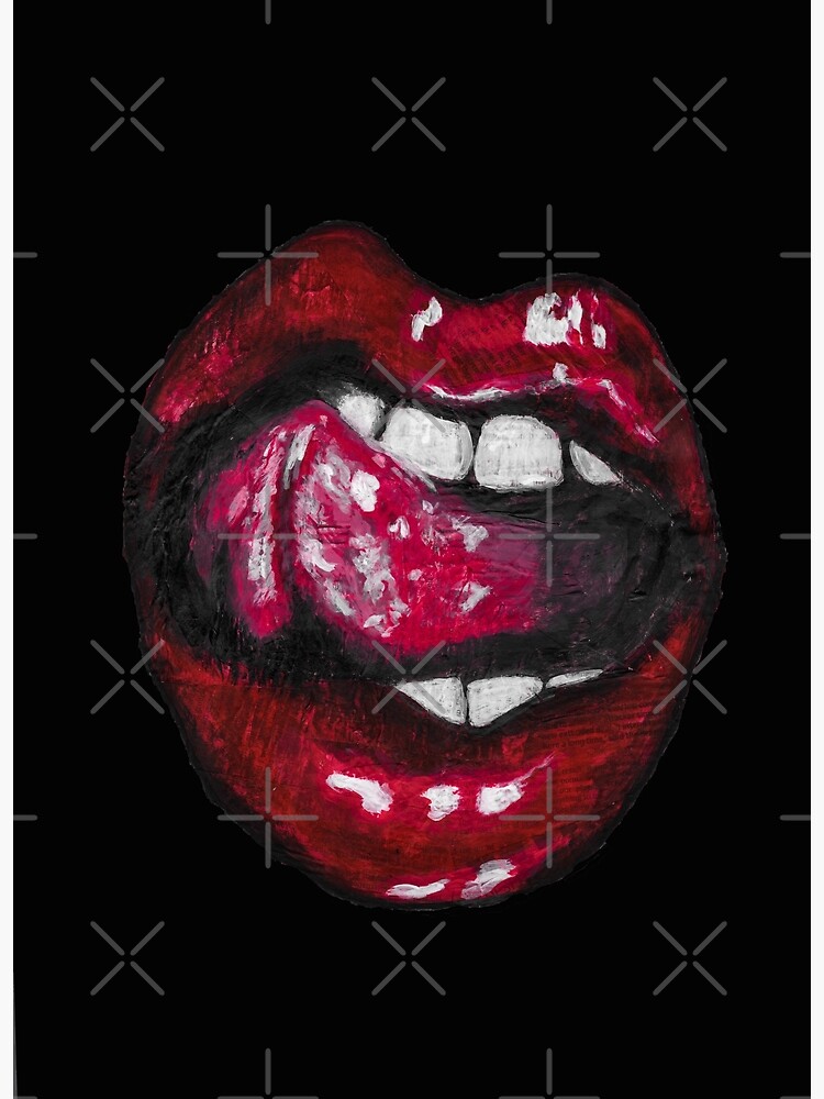 Painted lips on black background Canvas Print for Sale by