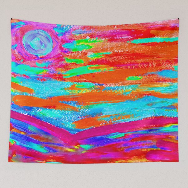 Item preview, Tropical Sunset, Psychedelic Art, with Orange and Blue designed and sold by HBBArtShop.
