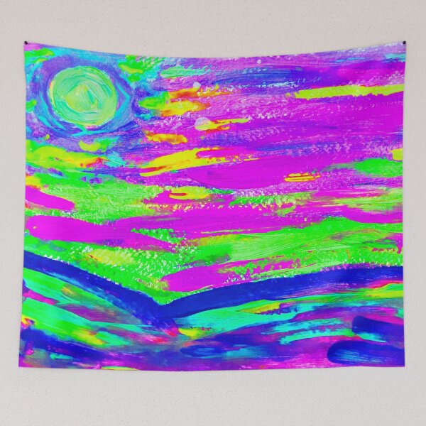 Item preview, Tropical Sunset, Psychedelic Art, with Purple, Green, and Blue designed and sold by HBBArtShop.