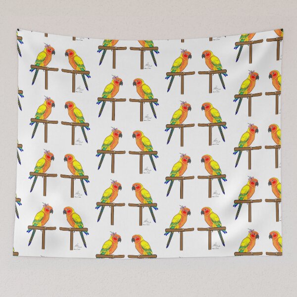 Item preview, Crazy Bird Person with Sun Conures designed and sold by Laughing Parrot Studio.