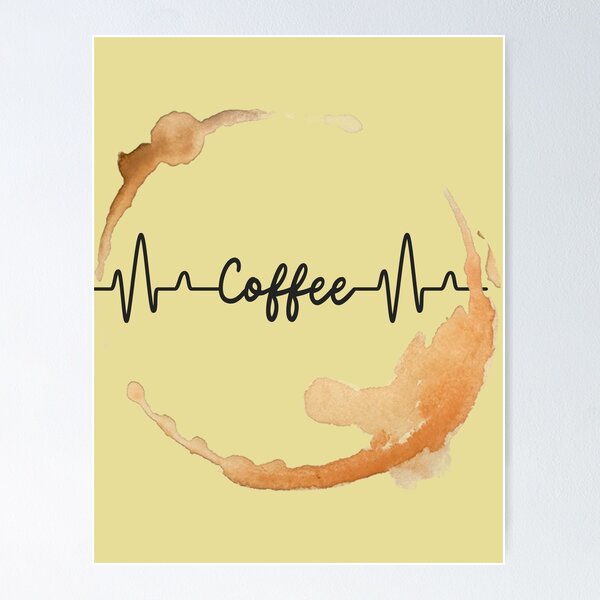 Item preview, Coffee with heartbeat and coffee stains designed and sold by LEOPARDROCKS.