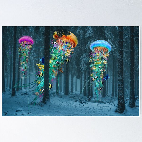 A New Winter forest of Electric Jellyfish Poster for Sale by DavidLoblaw Redbubble