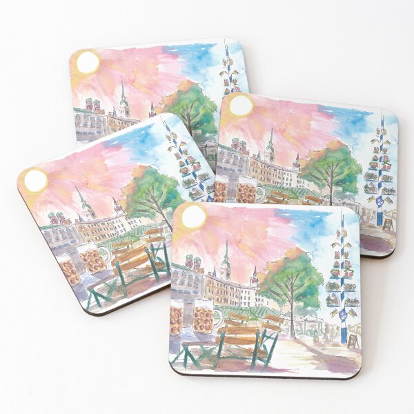 Item preview, Munich Cosy Beergarden with Maypole and Historic Center designed and sold by artshop77.