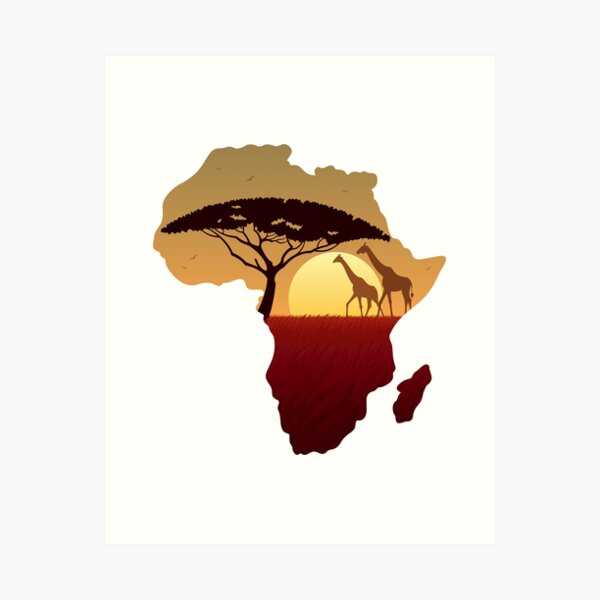 Africa Map Landscape Art Print