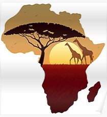 Afrika-Karten-Landschaft Poster