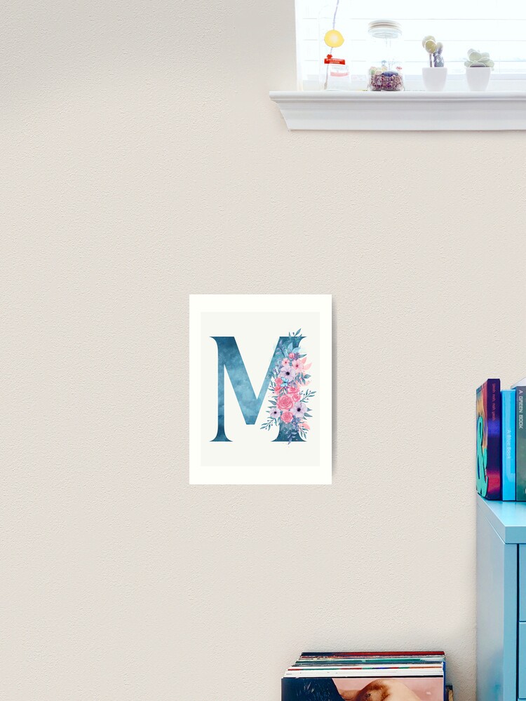 Letter M Initial Or Monogram With Watercolor Flowers | Poster