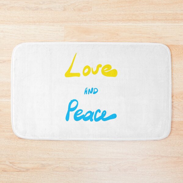 Item preview, Love and peace Text Art  Illustration in Ukrane flag colors. Graffiti Art. Hand drawn slogan graphic print for t-shirt design as vector. Calligraphy script handwritten on white backgrau designed and sold by Vgdesign4.