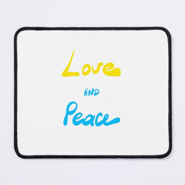 Item preview, Love and peace Text Art  Illustration in Ukrane flag colors. Graffiti Art. Hand drawn slogan graphic print for t-shirt design as vector. Calligraphy script handwritten on white backgrau designed and sold by Vgdesign4.