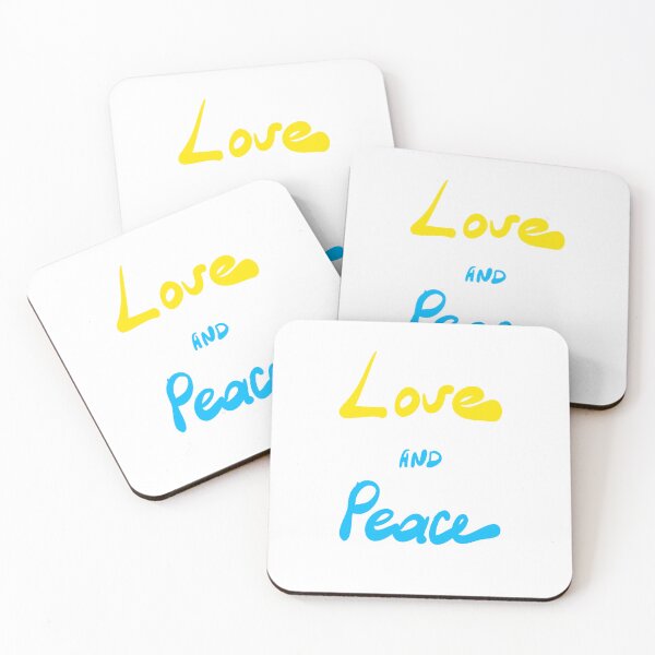 Item preview, Love and peace Text Art  Illustration in Ukrane flag colors. Graffiti Art. Hand drawn slogan graphic print for t-shirt design as vector. Calligraphy script handwritten on white backgrau designed and sold by Vgdesign4.