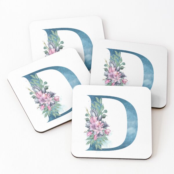 Artikelvorschau, Buchstabe D Initiale oder Monogramm mit Aquarellblumen entworfen und verkauft von KreativniUm.