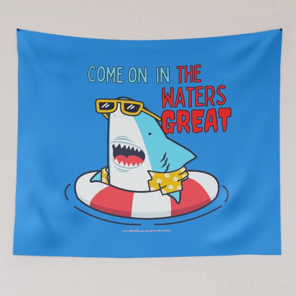 Item preview, Come On In The Waters Great, Funny Cartoon Great White Shark designed and sold by theflandonian.