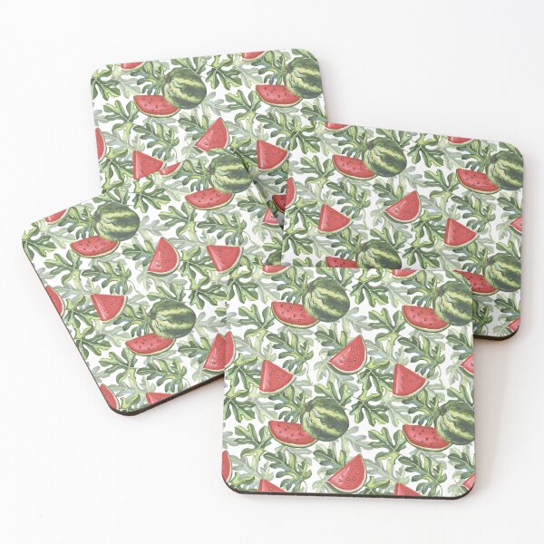 Item preview, Leafy Watermelon Plant Pattern Design, Watermelon Slices - Watermelon Patterns designed and sold by antevasinart.