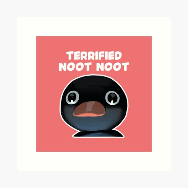 Vista previa del artículo con la obra «Meme de Noot Noot Pingu aterrorizado (fondo rosa coral)», diseñado y vendido por FilipeFerreira.